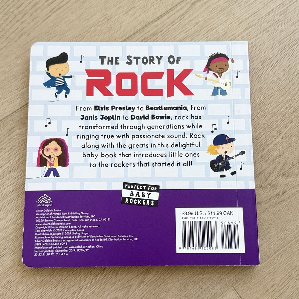 The Story of Rock Baby Board Book Elvis Beatles Bowie Silver Dolphin 2019 - Picture 2 of 4